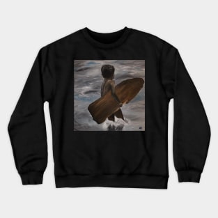 Boy and his surf board Crewneck Sweatshirt